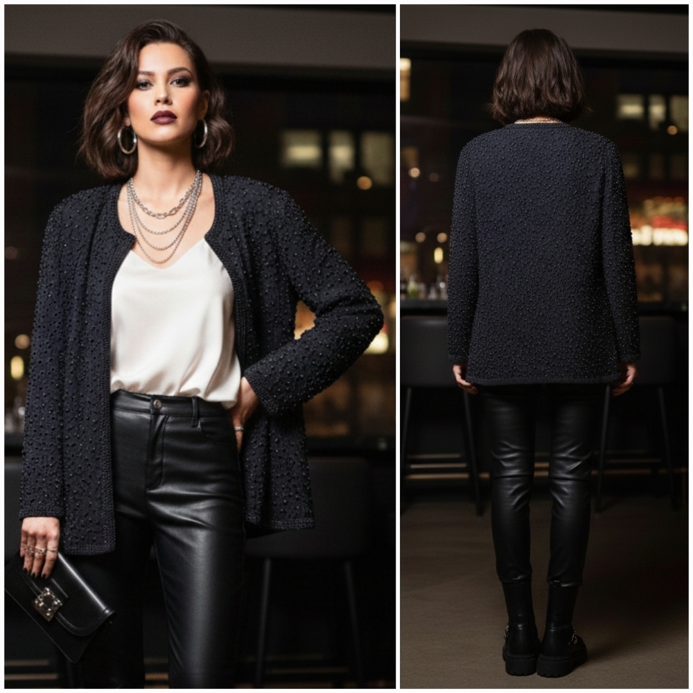 Cote D'Azur Evening S Old Money Country Club Gala 90s Glam Silk Beaded Blazer